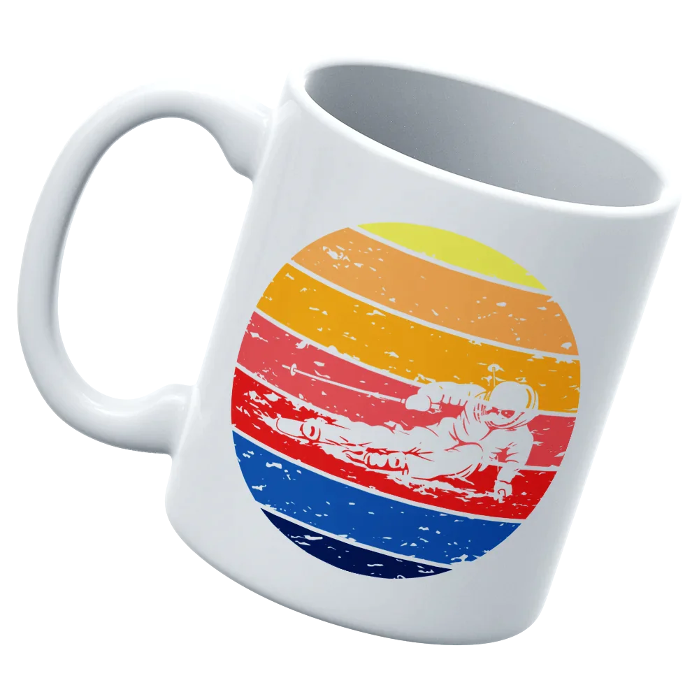 Vintage Skier White Coffee Mug