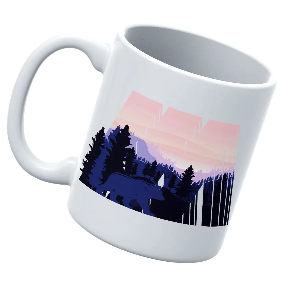 Geometric Camping White Coffee Mug